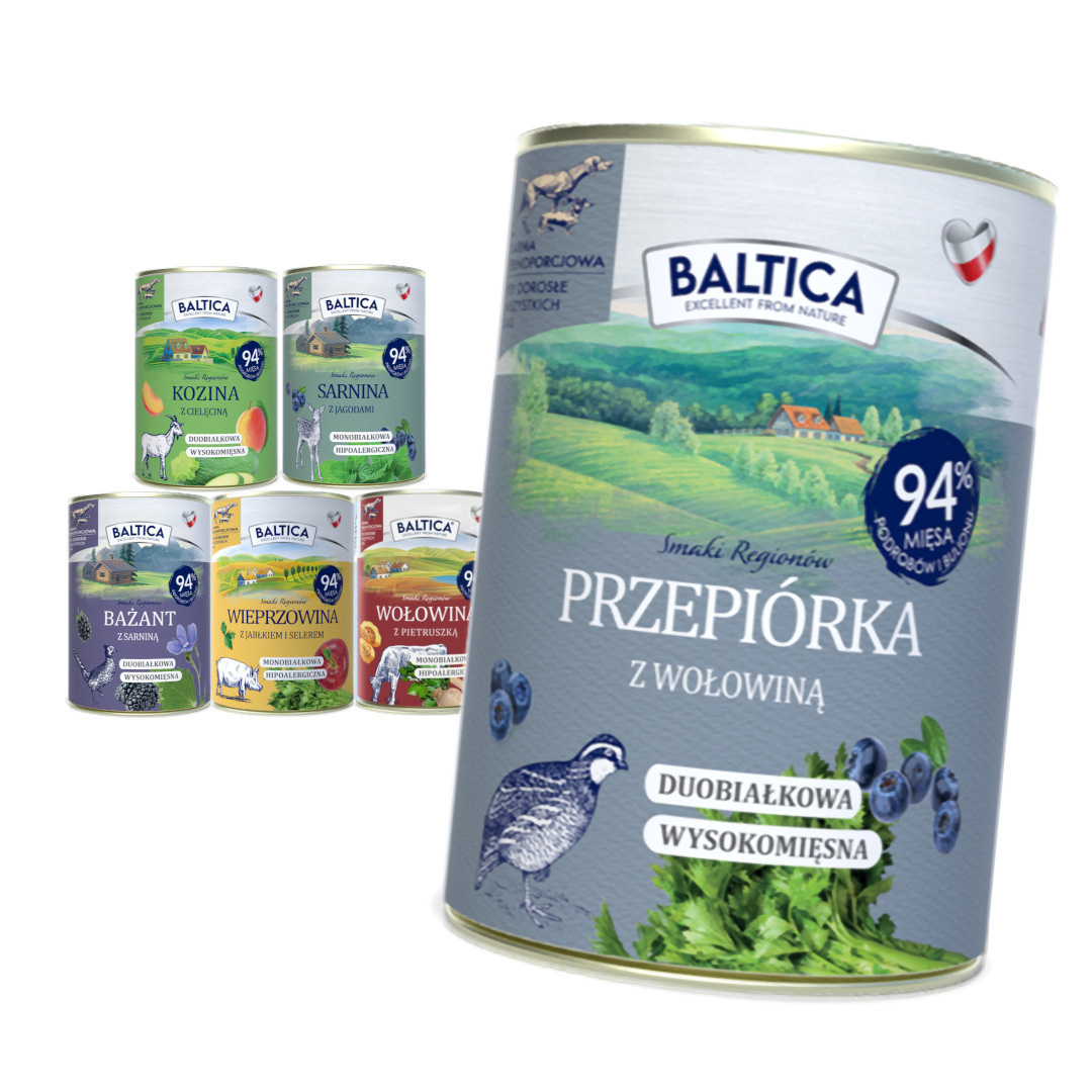 Baltica bażant, cielęcina, kozina, przepiórka, sarnina, wieprzowina, wołowina 400 g × 6
