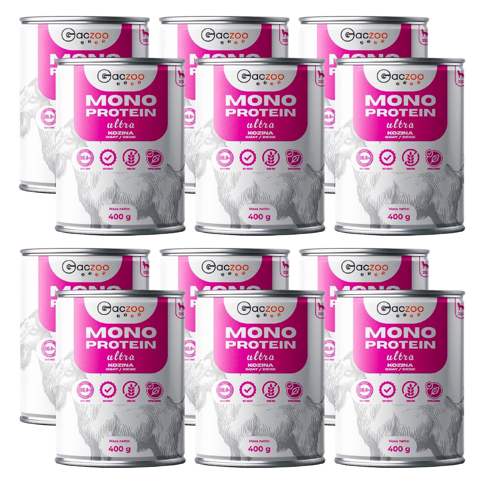 Gaczoo Mono Protein Ultra kozina adult 400 g × 12
