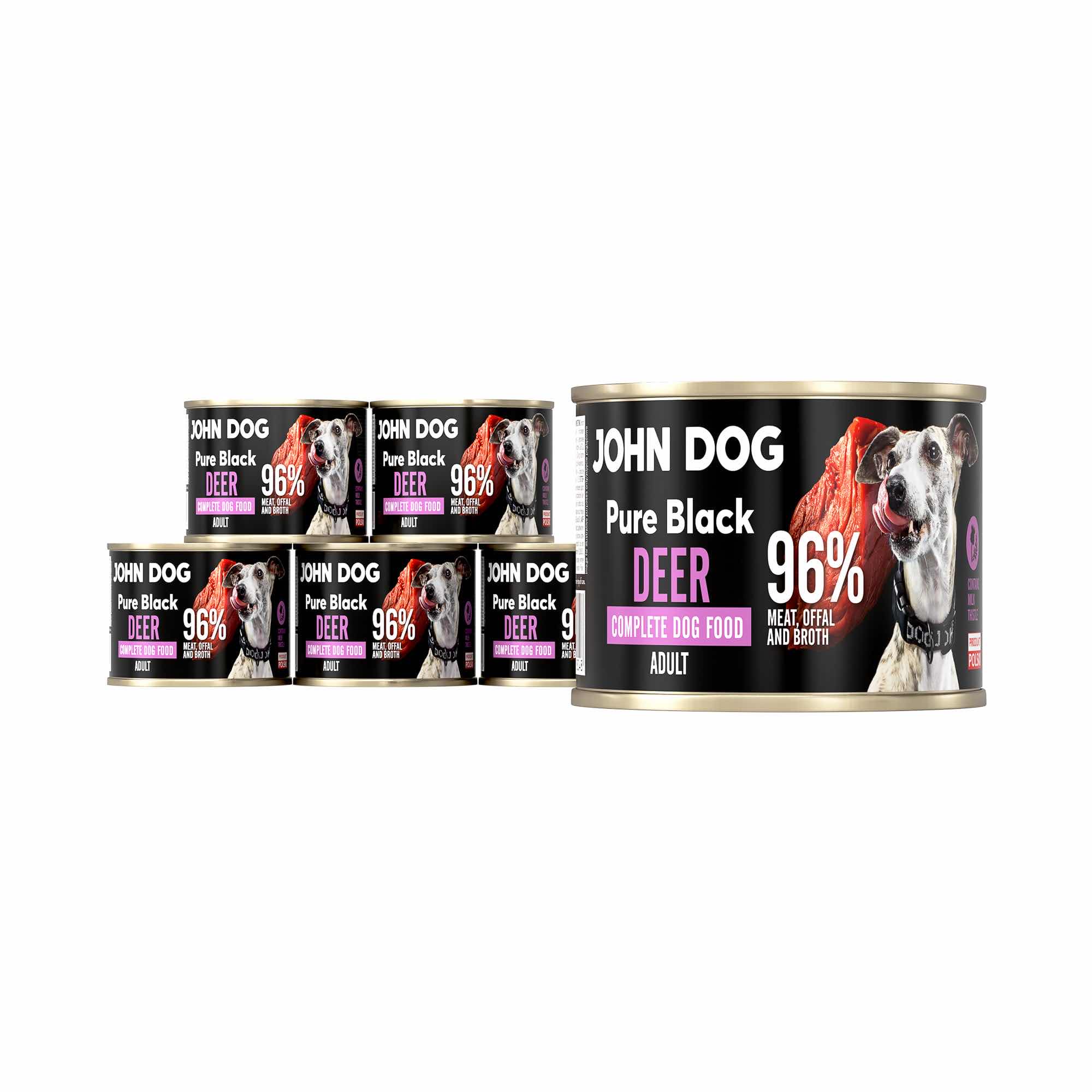 John Dog Pure Black jeleń adult 200 g × 6
