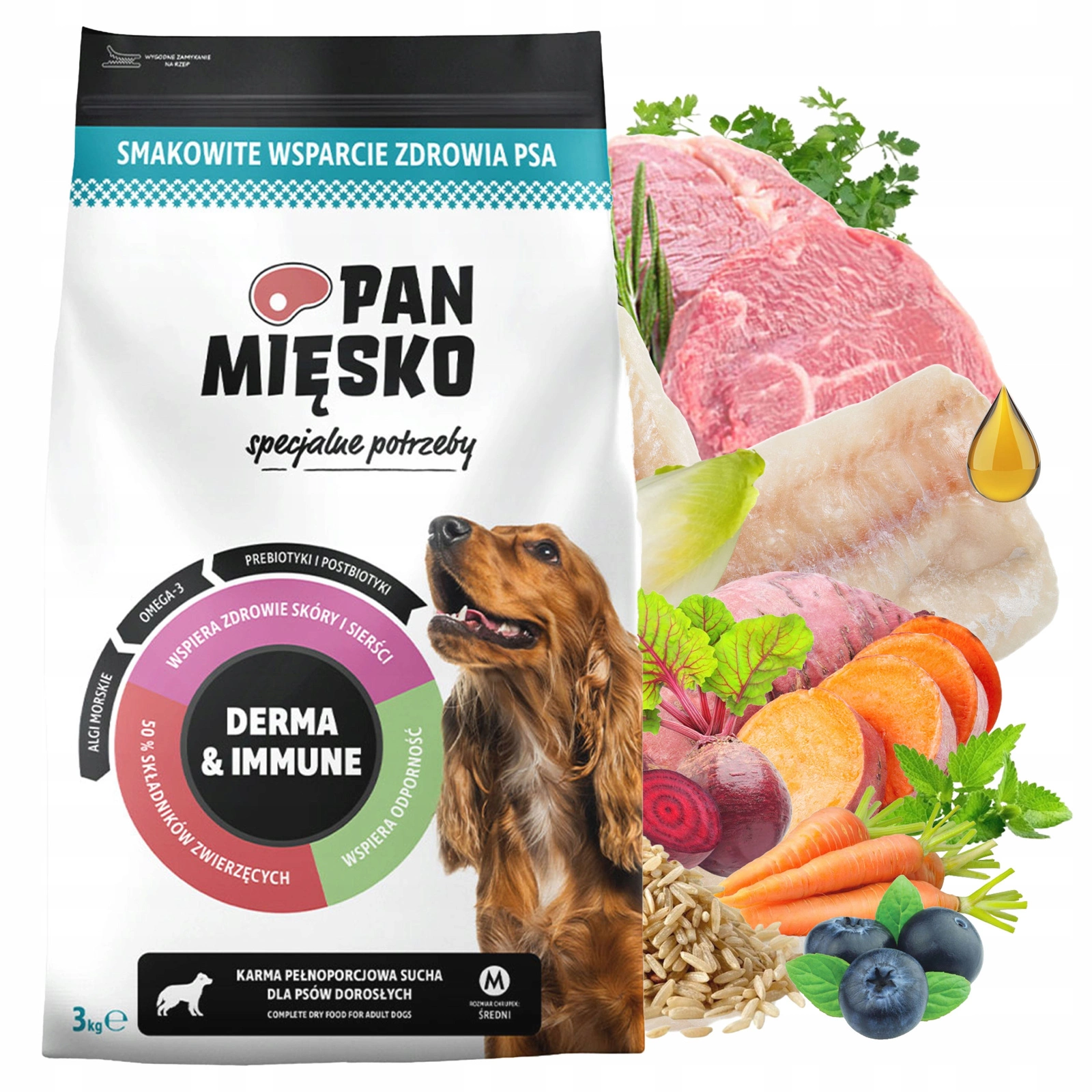 Pan Mięsko Derma Immune adult średnie rasy 3 kg