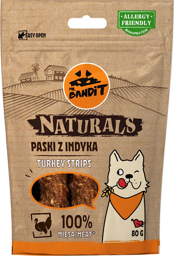 Mr. Bandit Naturals paski z indyka 80 g