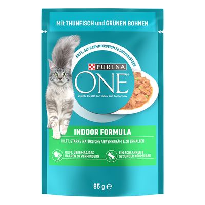 Purina ONE Indoor tuńczyk z zieloną fasolą w sosie adult 85 g × 52