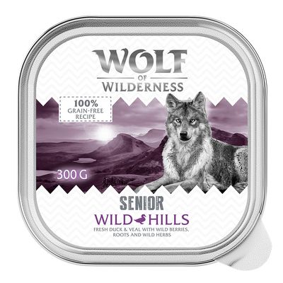 Wolf of Wilderness Wild Hills kaczka, cielęcina senior 300 g × 24