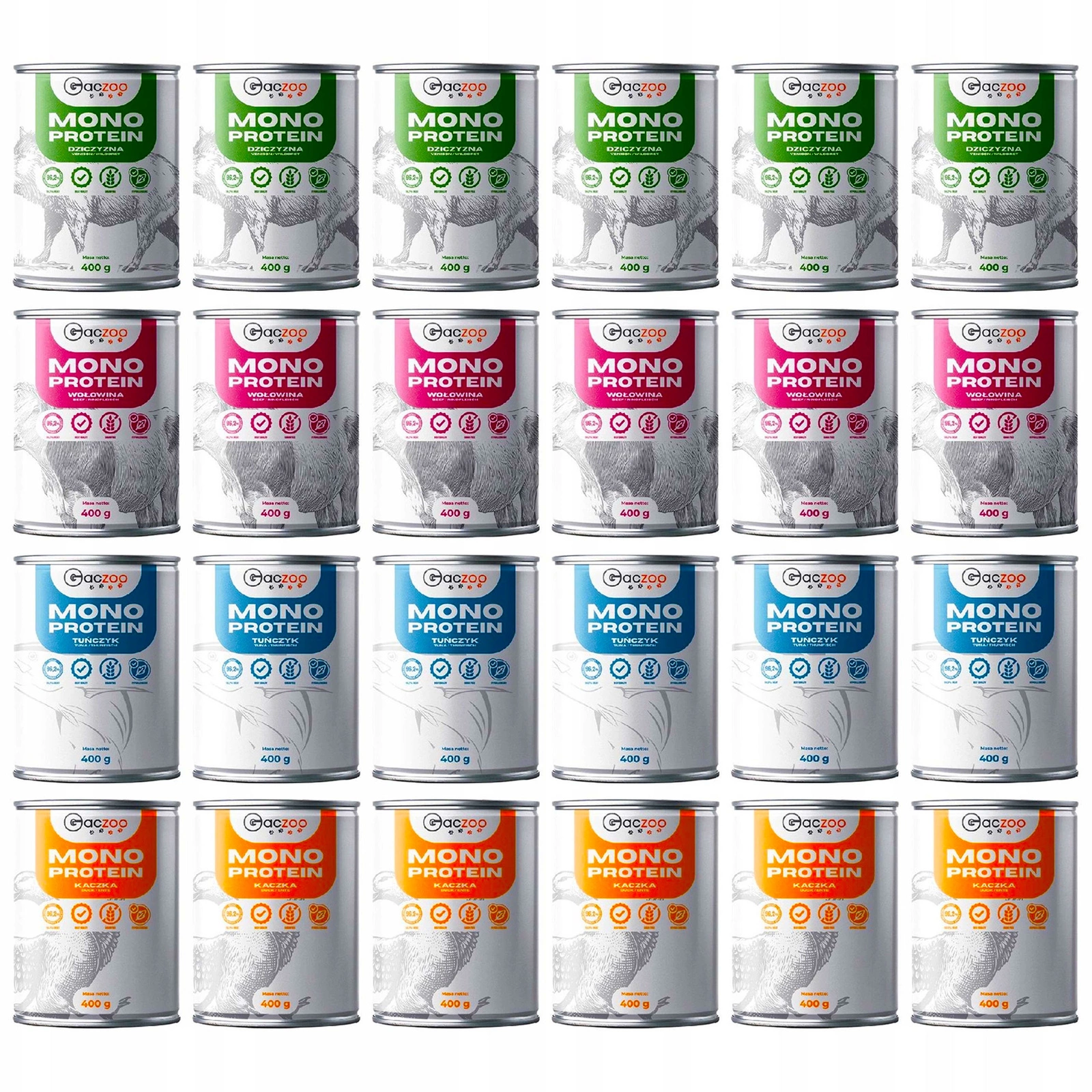 Gaczoo Mono Protein mix smaków adult 400 g × 24