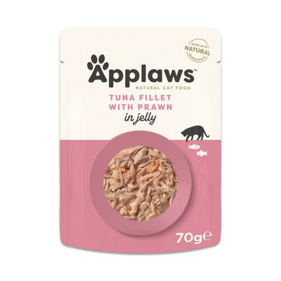 Applaws Sensitive krewetki, tuńczyk w galaretce adult 70 g × 32
