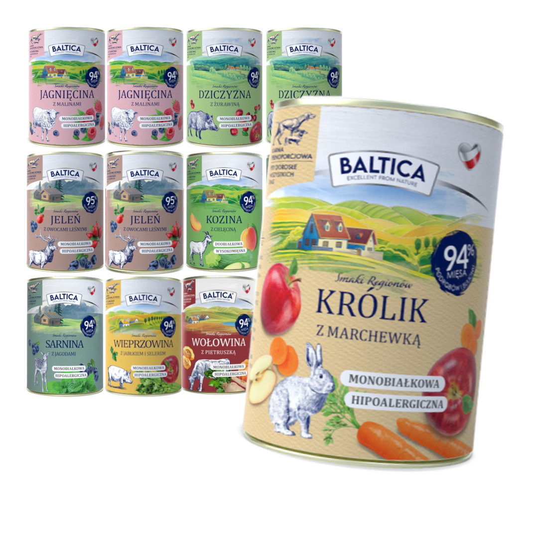 Baltica cielęcina, dziczyzna, jagnięcina, jeleń, kozina, królik, sarnina, wieprzowina, wołowina adult 400 g × 12
