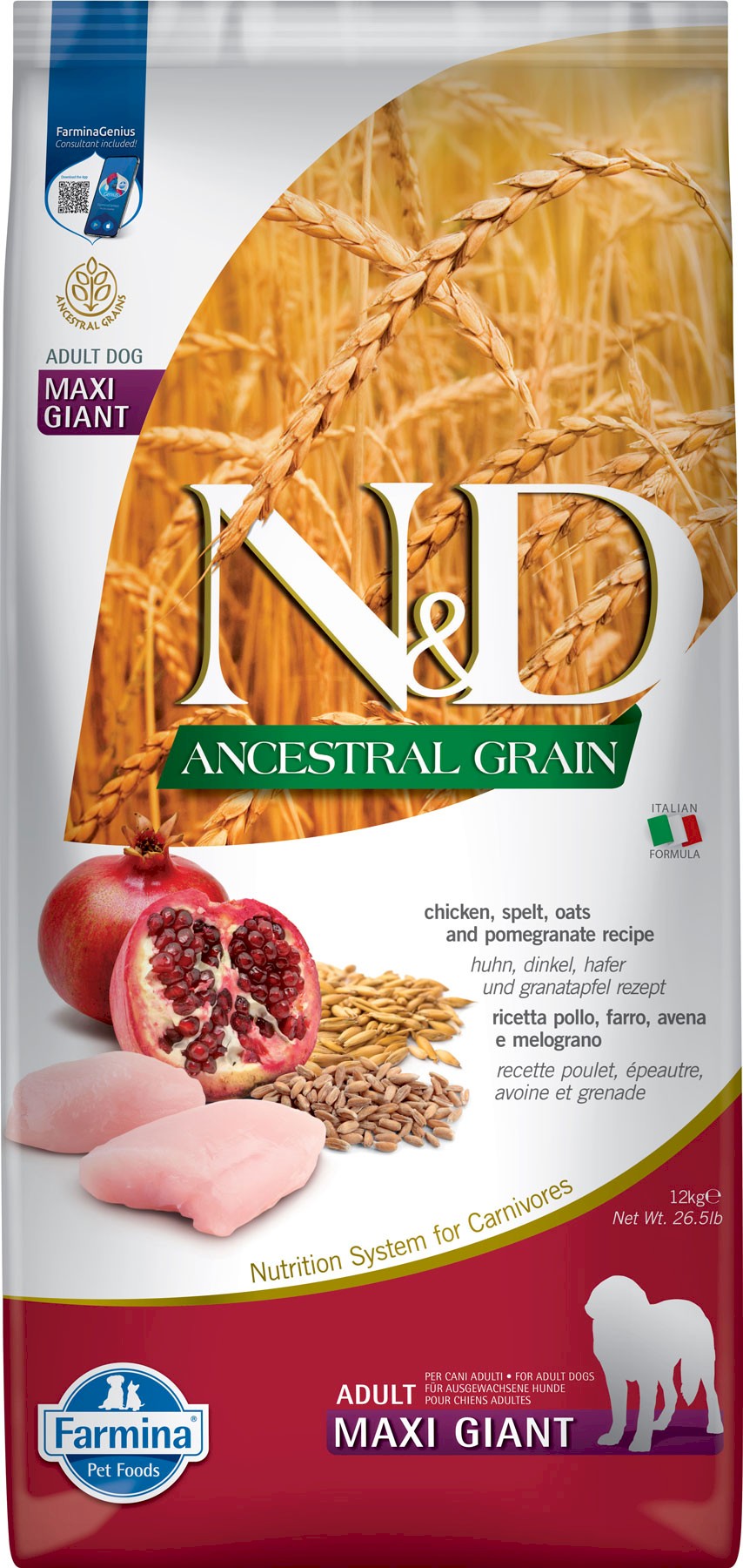 Farmina N&D Ancestral Grain kurczak i granat Adult duże i olbrzymie rasy 12 kg