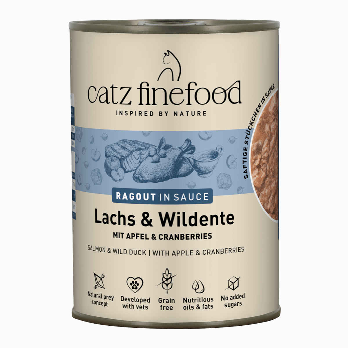Catz Finefood Ragout kaczka, łosoś w sosie 380 g