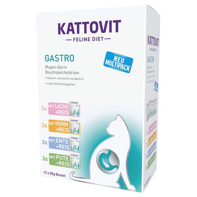Kattovit Gastro Digestive mix smaków z ryżem w sosie adult 85 g × 12