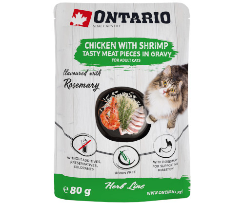 Ontario Herb Line kurczak, krewetki z ryżem w sosie adult 80 g