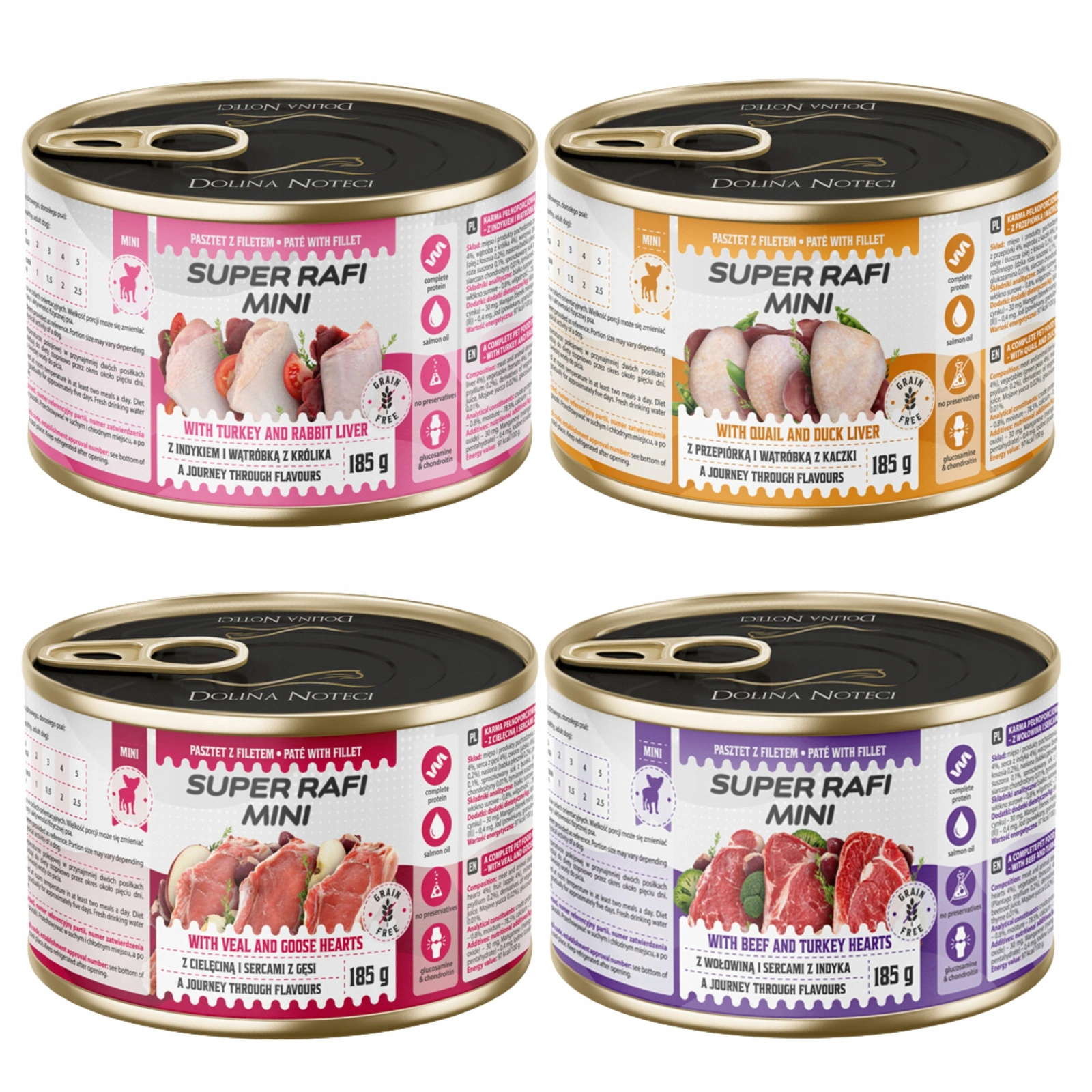 Dolina Noteci Super Rafi Mini mix smaków małe rasy 185 g × 4