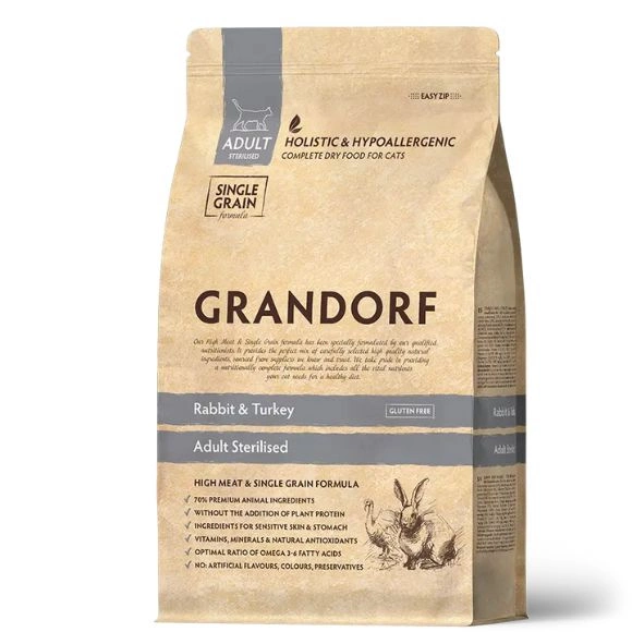 Grandorf Sterilised indyk, królik adult 400 g