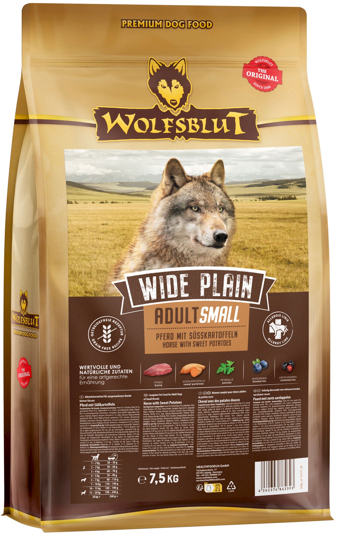 Wolfsblut Wide Plain konina adult małe rasy 7,5 kg