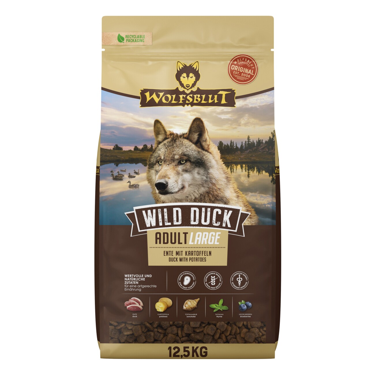 Wolfsblut Wild Duck kaczka adult duże rasy 12,5 kg × 2