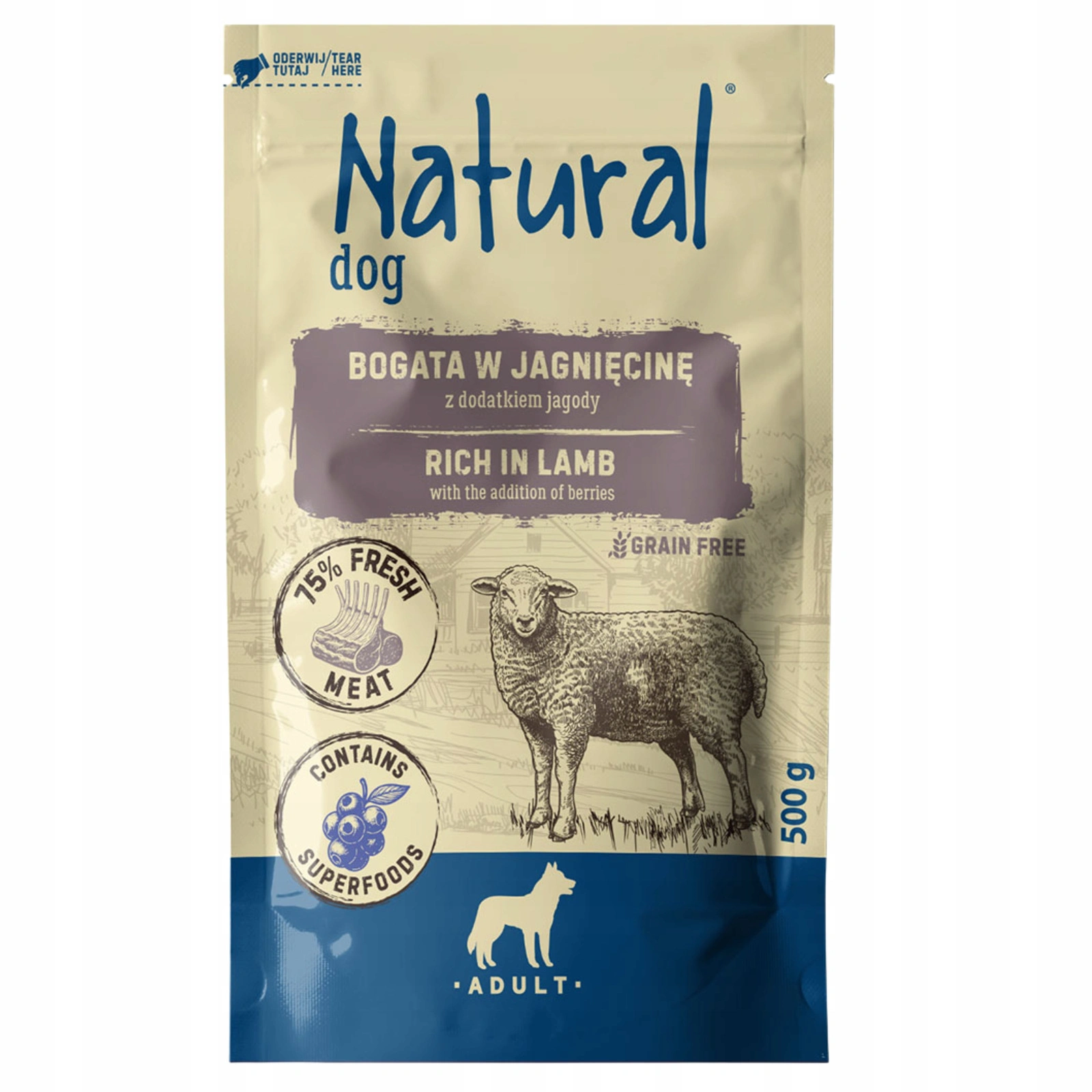 Pupil Natural Dog jagnięcina adult 500 g