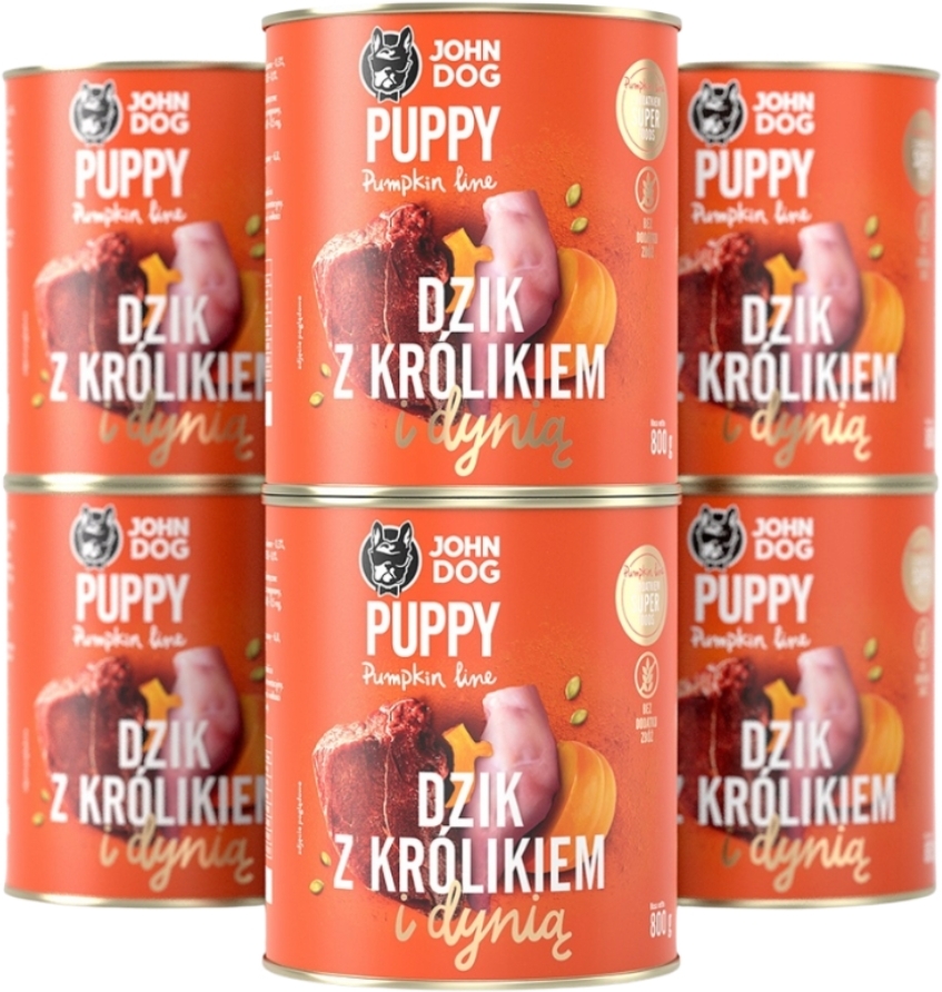 John Dog Pumpkin Line dzik, królik puppy 800 g × 6