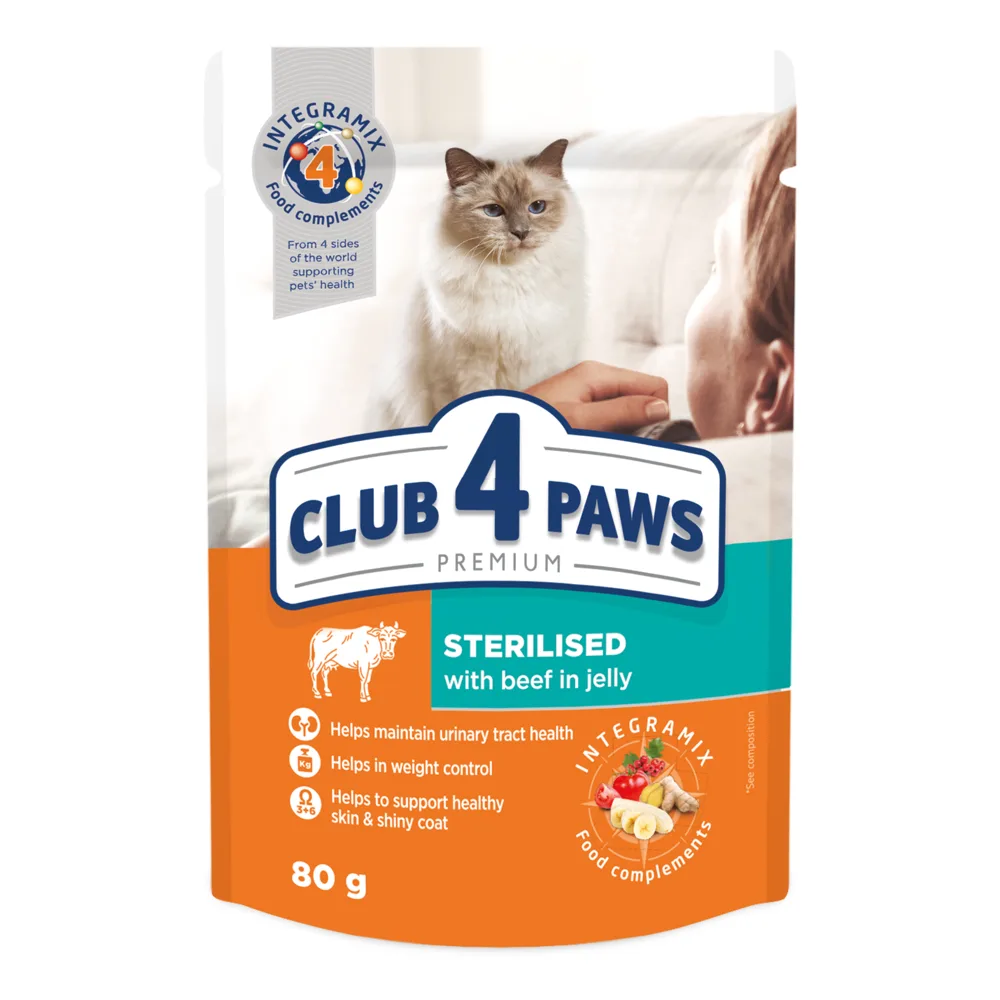 Club 4 Paws Premium Sterilised wołowina w galaretce adult 80 g