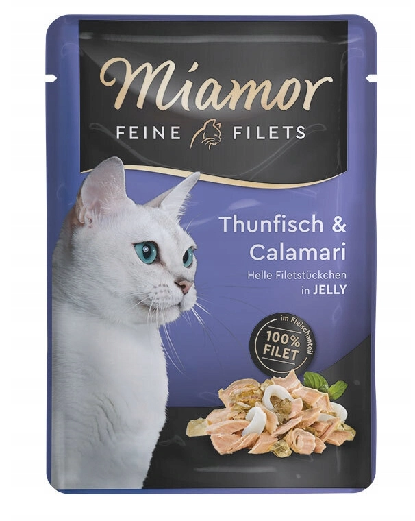 Miamor Feine Filets Sensitive tuńczyk, kalmary w galaretce 100 g