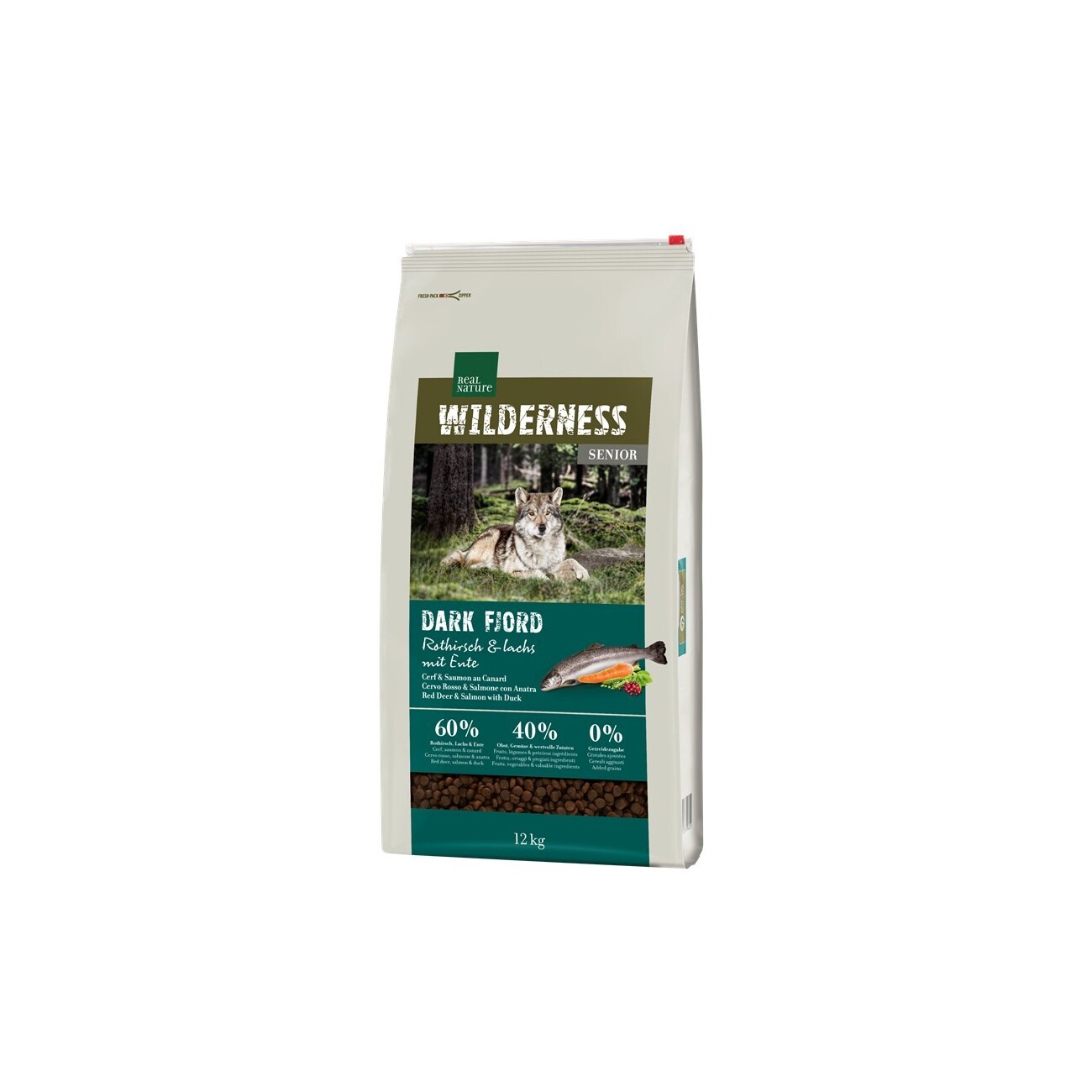 REAL NATURE Wilderness jeleń, kaczka, łosoś senior 12 kg