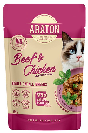 Araton kurczak, wołowina w sosie adult 85 g