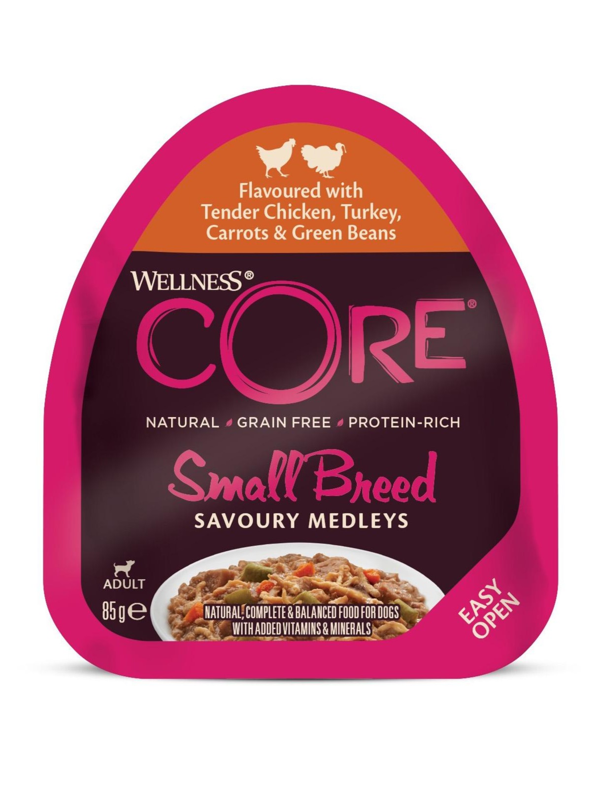 Wellness CORE Savoury Medleys indyk, kurczak adult małe rasy 85 g