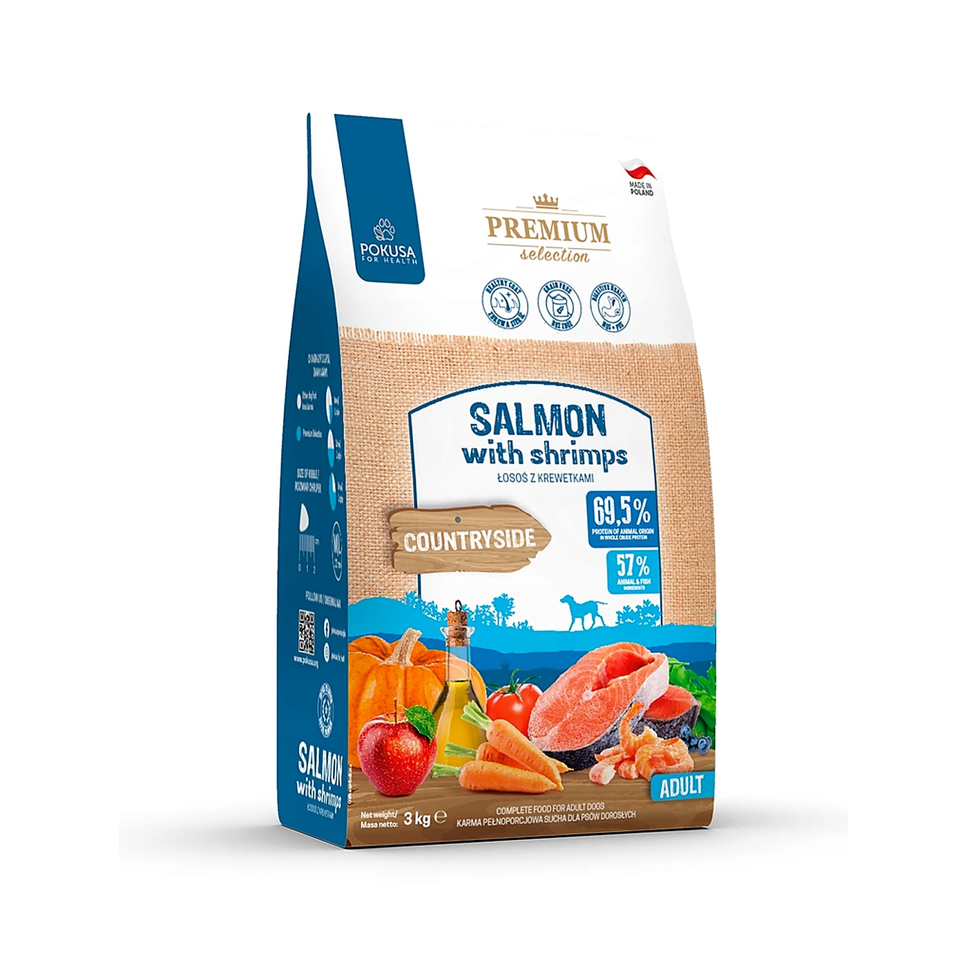 Pokusa Premium Selection Countryside łosoś, krewetki adult 3 kg