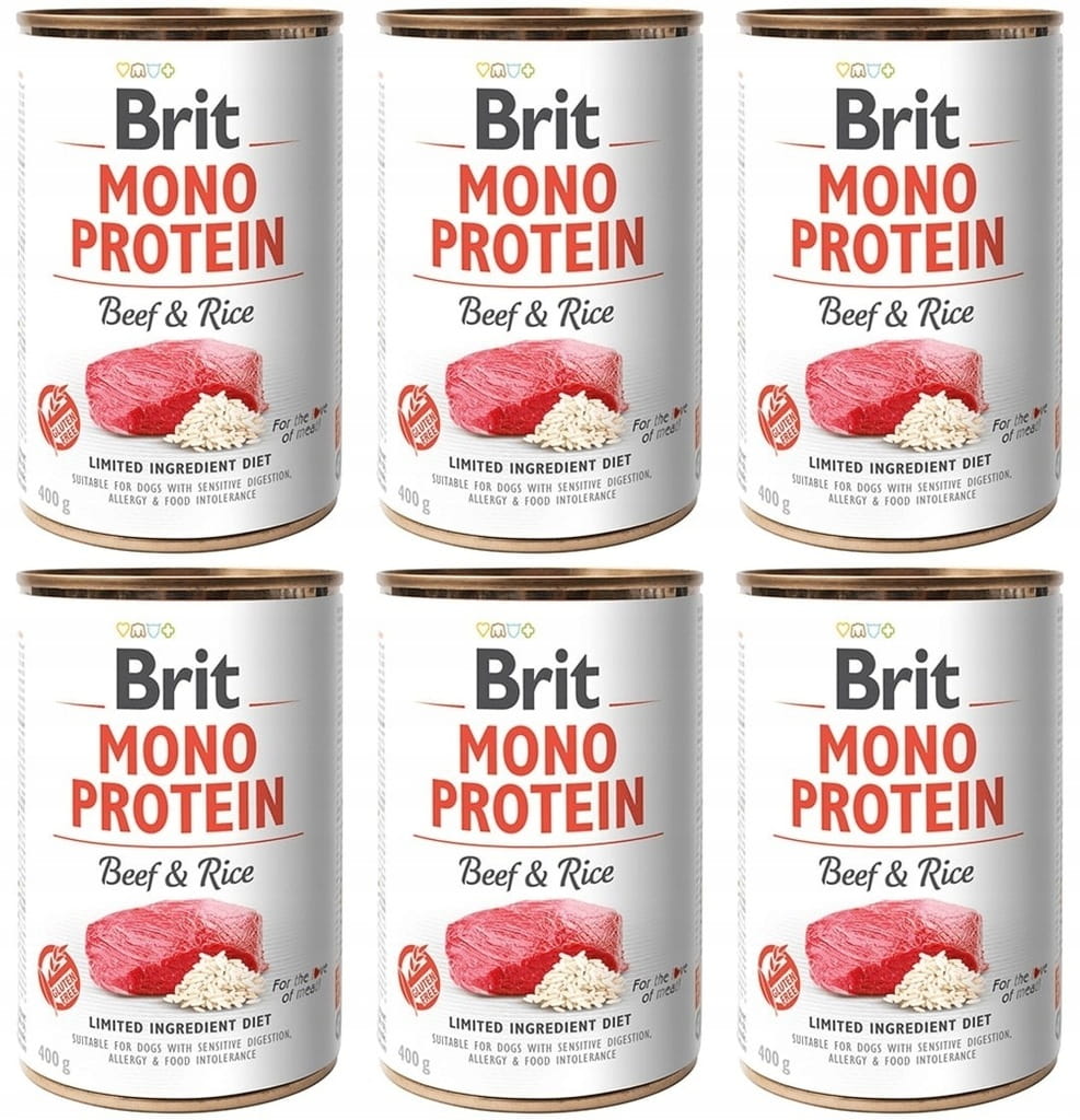 Brit Mono Protein wołowina z ryżem 400 g × 6