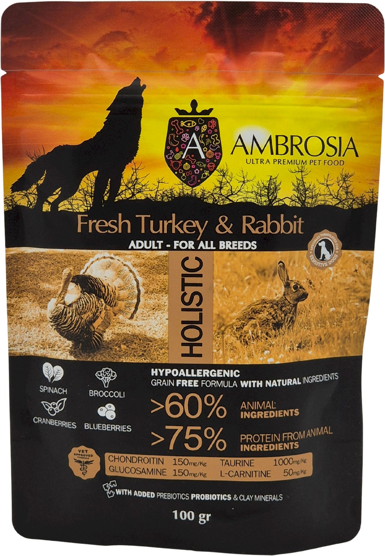 Ambrosia indyk, królik adult 100 g