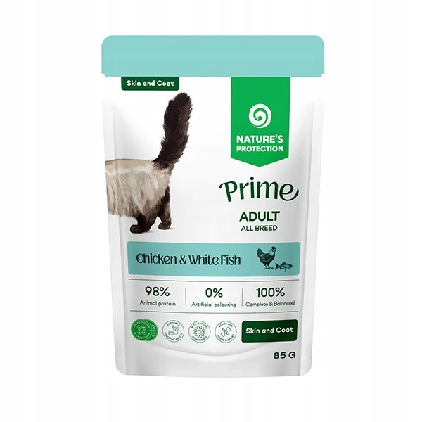 Nature's Protection Prime Skin & Coat kurczak, biała ryba w sosie adult 85 g