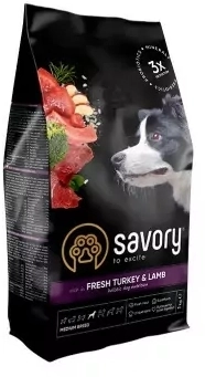 Savory indyk, jagnięcina adult średnie rasy 12 kg