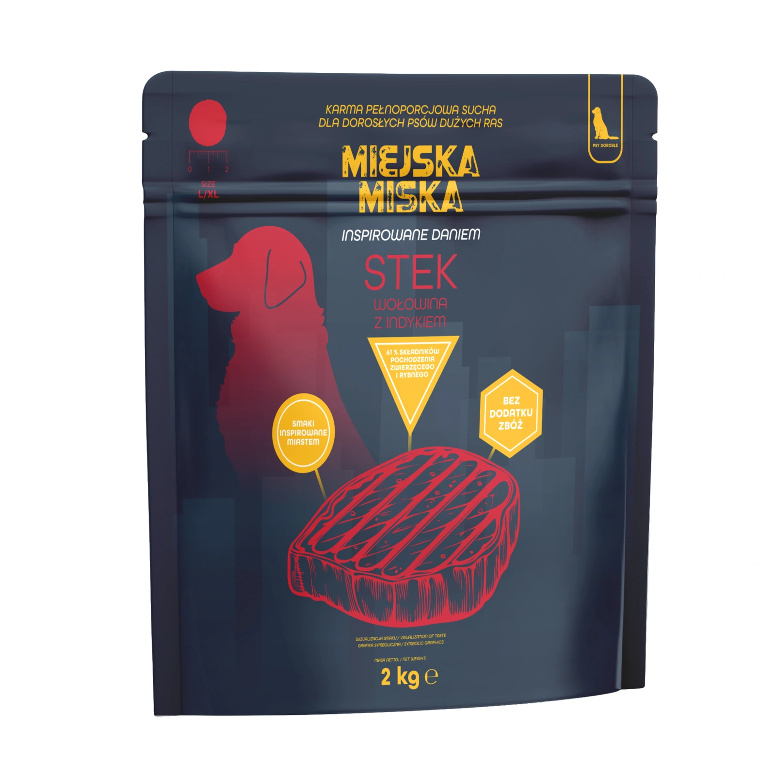 Gaczoo Miejska Miska wołowina adult duże rasy 2 kg