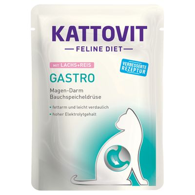 Kattovit Feline Diet Digestive łosoś z ryżem adult 85 g × 12
