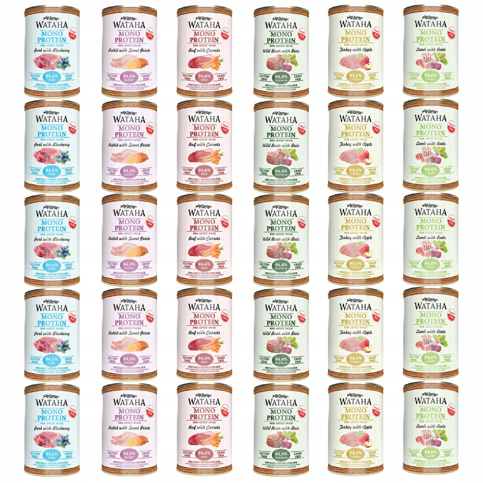 Wataha Mono Protein mix smaków adult 400 g × 30