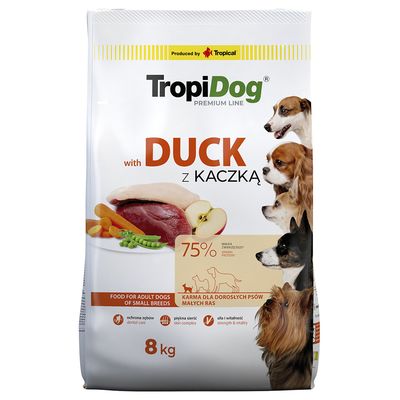 Tropidog Premium kaczka z ryżem adult małe rasy 8 kg × 2