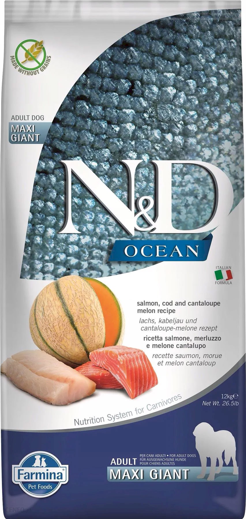 Farmina N&D Ocean dorsz, łosoś adult duże rasy 12 kg