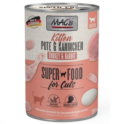 MAC's Kitten Sensitive indyk, królik kitten 400 g × 6