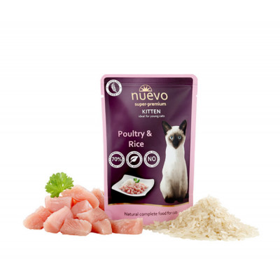 Nuevo drób z ryżem kawałki kitten 85 g
