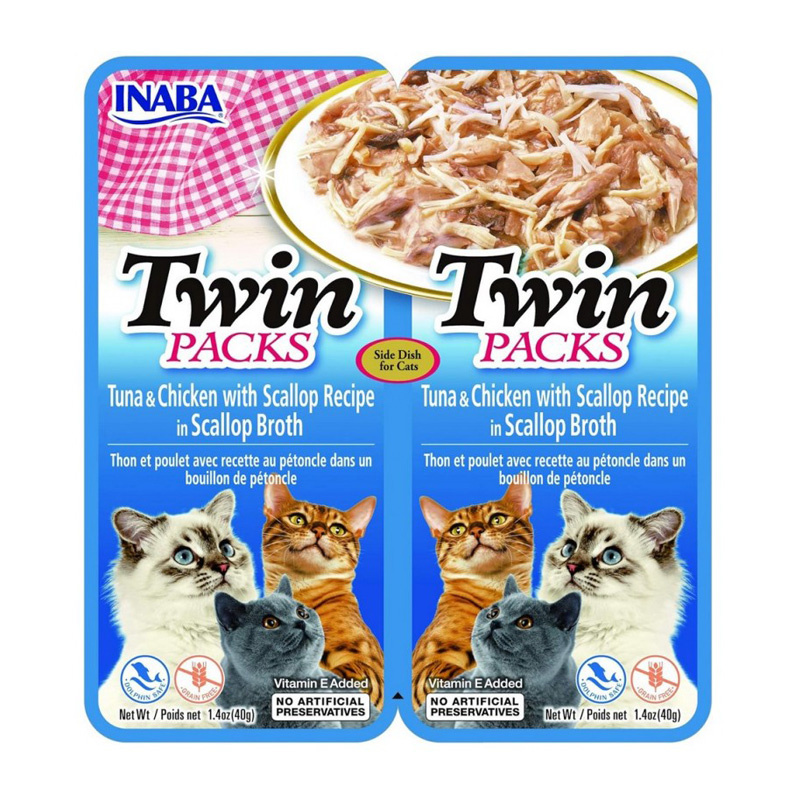 Inaba Twin Packs kurczak, przegrzebki, tuńczyk w galaretce 40 g × 2