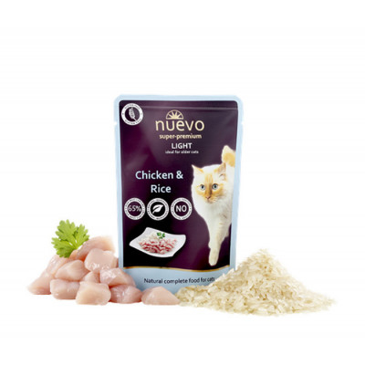 Nuevo super-premium Light kurczak, kaczka z ryżem kawałki adult 85 g