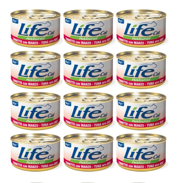 Life Cat Natural tuńczyk, wołowina w bulionie 85 g × 12