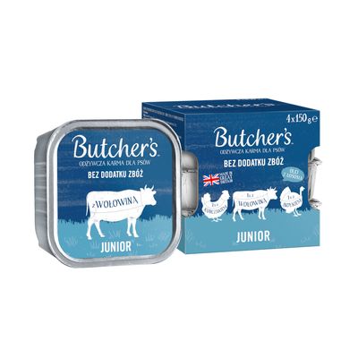 Butcher's Original indyk, kurczak, wołowina junior 150 g × 24