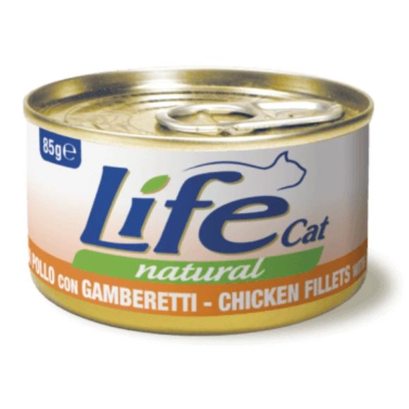 Life Cat Natural kurczak, krewetki w bulionie 85 g
