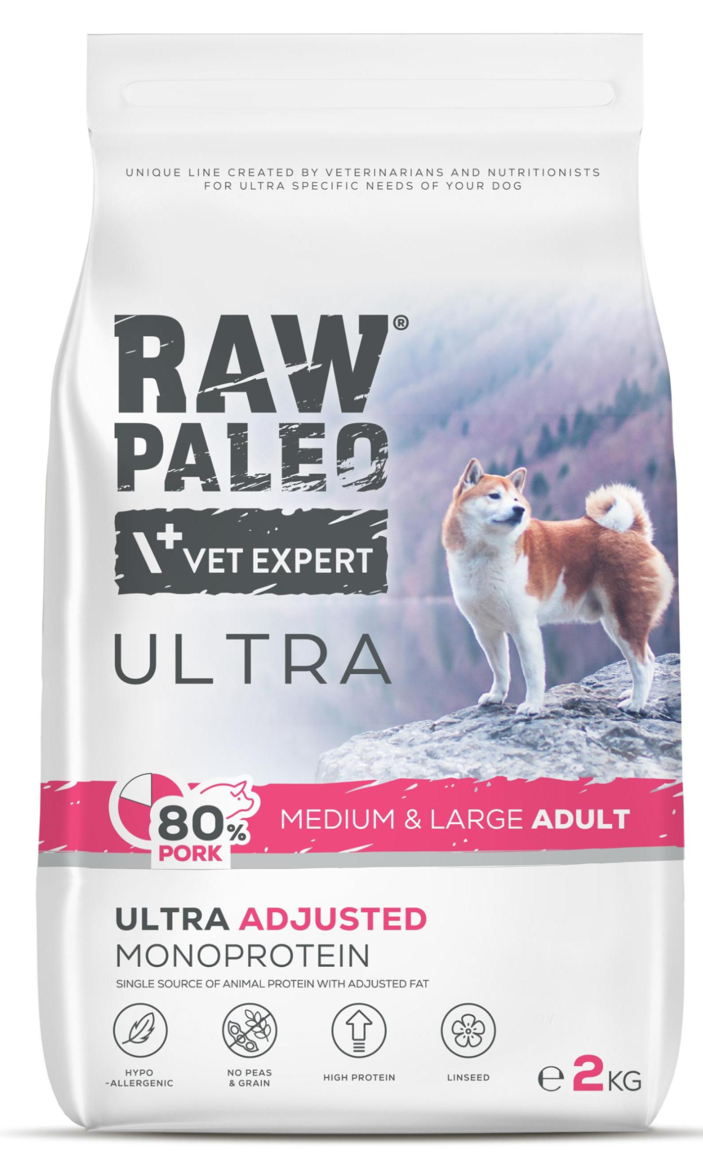 VetExpert Raw Paleo Ultra wieprzowina adult średnie i duże rasy 2 kg