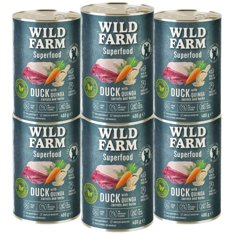 Wild Farm Superfood kaczka adult 400 g × 6