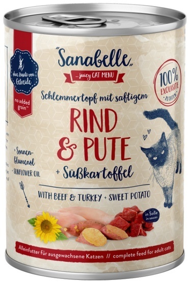 Sanabelle juicy CAT MENU indyk, wołowina z batatem w sosie adult 380 g