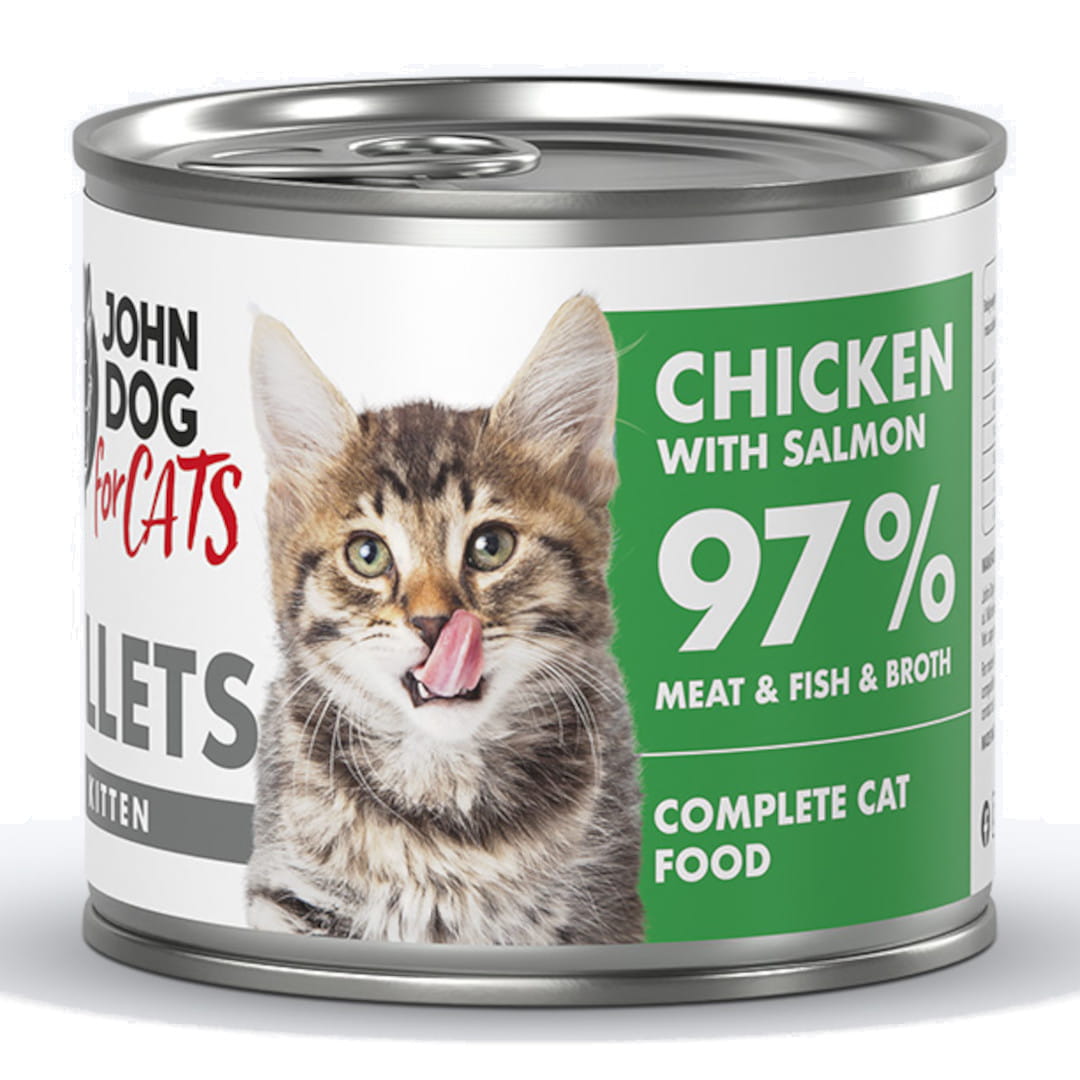 John Dog For Cats kurczak, łosoś kawałki kitten 140 g