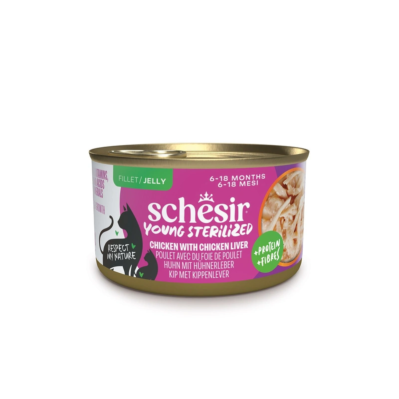 Schesir Young Sterilized kurczak z wątróbką w galaretce kitten 85 g