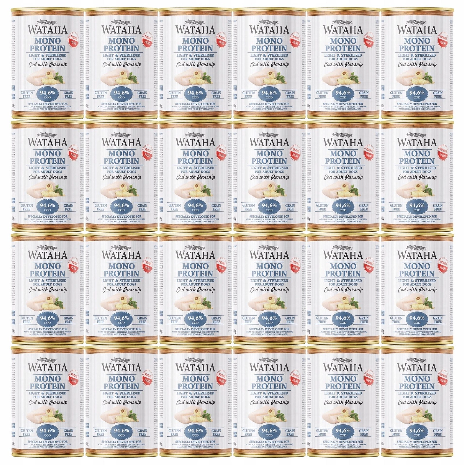 Wataha Mono Light&Sterilised dorsz 400 g × 24