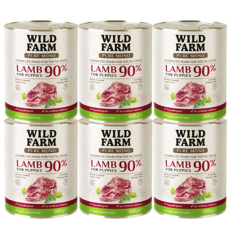 Wild Farm Pure Mono jagnięcina junior 800 g × 6