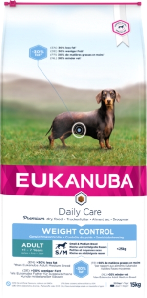 Eukanuba Weight Control adult małe rasy, średnie rasy 15 kg